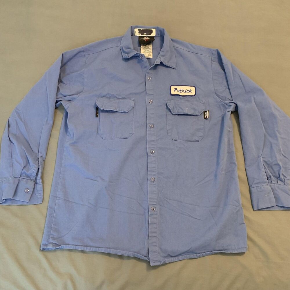Westex Steelguard FR Work Shirt Mens Large Blue Flame Resistant Long Sleeve